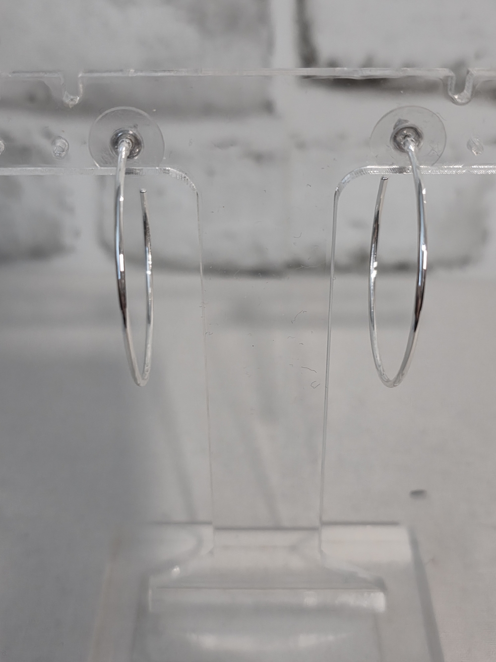 Sterling Silver Thin Hoop Earrings - Silver